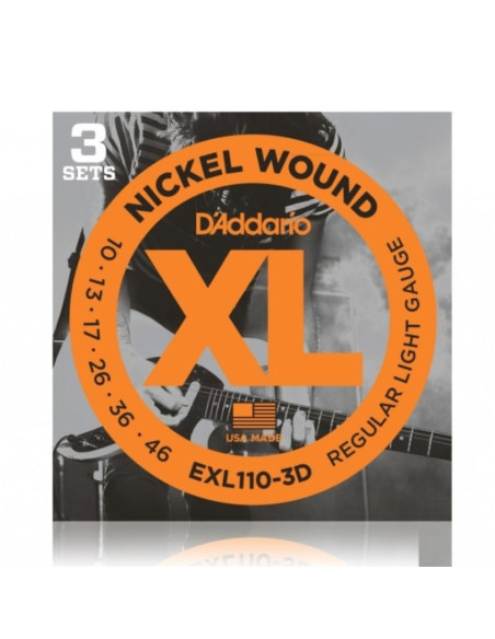 Juego Cuerdas Guitarra Eléctrica D'Addario EXL-110-3D 010-046