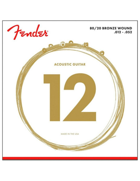 Juego Cuerdas Guitarra Acústica Fender 70-L 80/20 Bronze 012-052