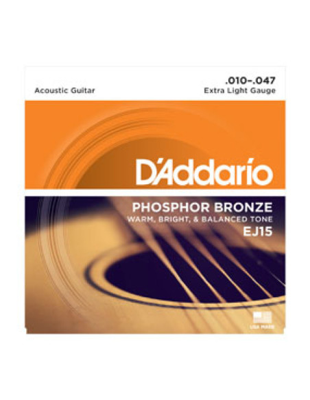 Juego Cuerdas Guitarra Acústica D'Addario EJ-15 010-047