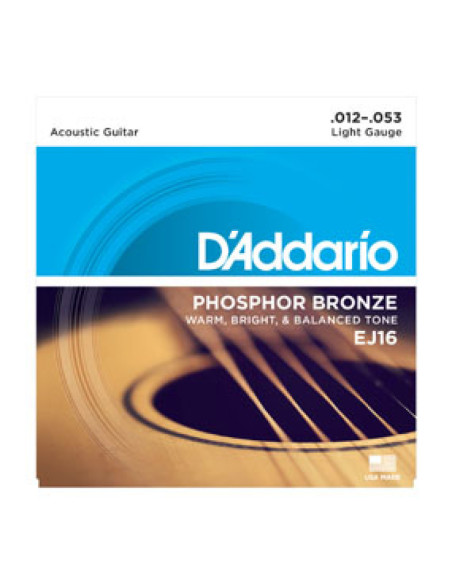 Juego Cuerdas Guitarra Acústica D'Addario EJ-16 012-053