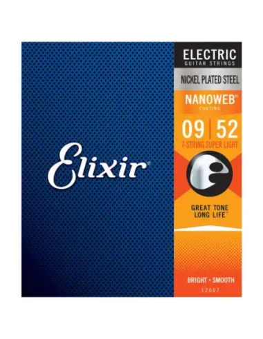 Juego 7 Cuerdas Guitarra Eléctrica Elixir Nanoweb 12007 (009-052)