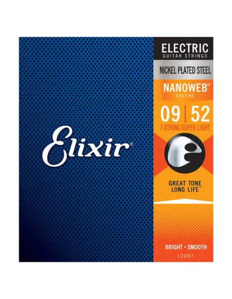 Juego 7 Cuerdas Guitarra Eléctrica Elixir Nanoweb 12007 (009-052)