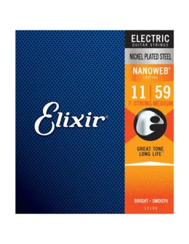 Juego 7 Cuerdas Guitarra Eléctrica Elixir Nanoweb 12106 (011-059)