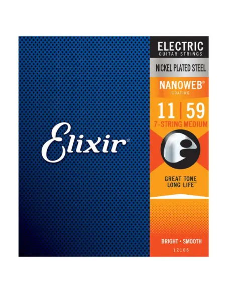 Juego 7 Cuerdas Guitarra Eléctrica Elixir Nanoweb 12106 (011-059)