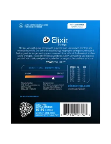 Juego 8 Cuerdas Guitarra Eléctrica Elixir Nanoweb 12062 (010-074)