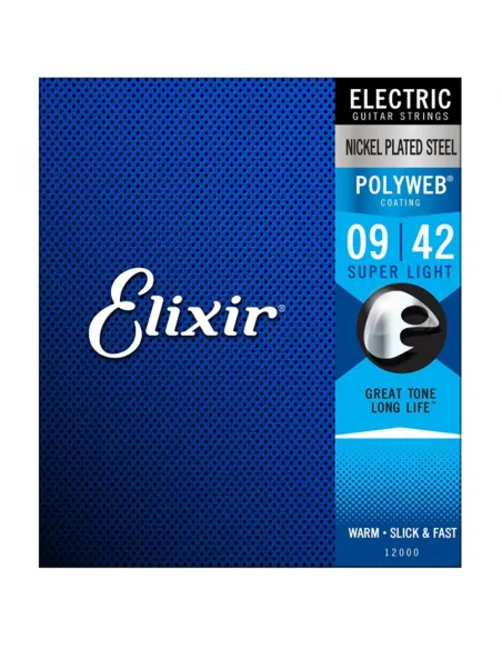 Juego Cuerdas Guitarra Eléctrica Elixir Polyweb 12000 (009-042)
