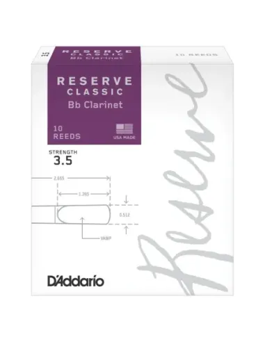 Caja 10 Cañas Clarinete Organic Reserve Classic by D'Addario 3½