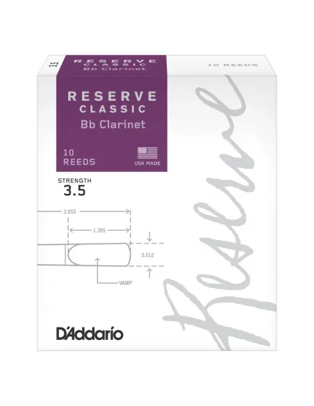 Caja 10 Cañas Clarinete Organic Reserve Classic by D'Addario 3½