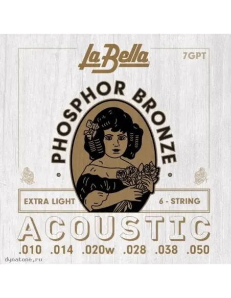 Juego La Bella Acústica Phosphor Bronze 7-GPT (010-050)