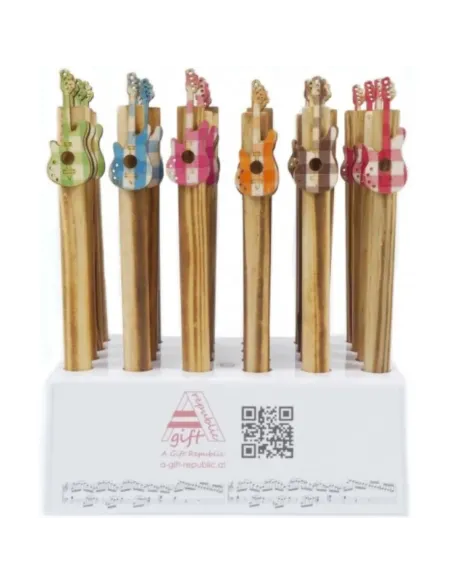 Pack 24 Bolígrafos Guitarra Eléctrica Agifty B-1057M Madera