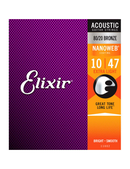 Juego Cuerdas Guitarra Acústica Elixir Nanoweb 11002 (10-47)