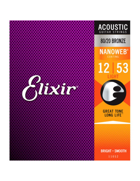 Juego Cuerdas Guitarra Acústica Elixir Nanoweb 11052 (12-53)
