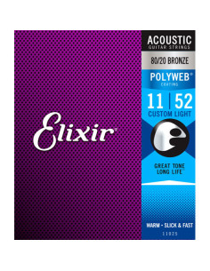 Juego Cuerdas Guitarra Acústica Elixir Polyweb 11025 (11-52)