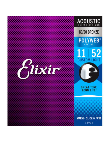 Juego Cuerdas Guitarra Acústica Elixir Polyweb 11025 (11-52)