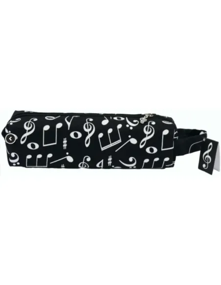 Estuche Escolar Agifty P-1022 Negro Notas Blancas