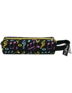 Estuche Escolar Agifty P-1023 Negro Notas Colores