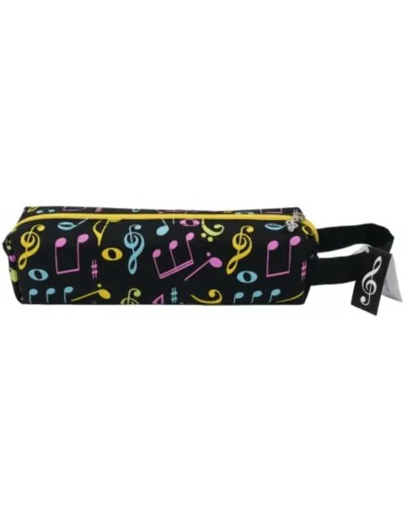 Estuche Escolar Agifty P-1023 Negro Notas Colores
