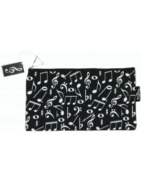 Estuche Escolar Agifty P-1025 Negro Notas Blancas