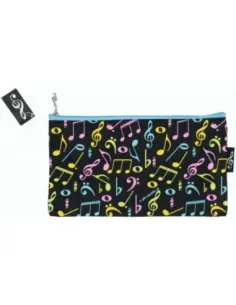 Estuche Escolar Agifty P-1026 Negro Notas Colores