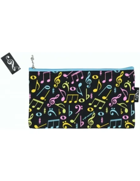 Estuche Escolar Agifty P-1026 Negro Notas Colores