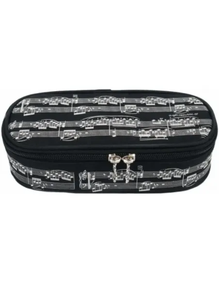 Estuche Escolar Lujo Agifty P-1032 Negro Partituras Blancas