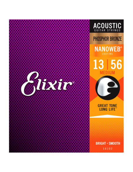 Juego Cuerdas Acústica Elixir Phosphor Nanoweb 16102 (13-56)