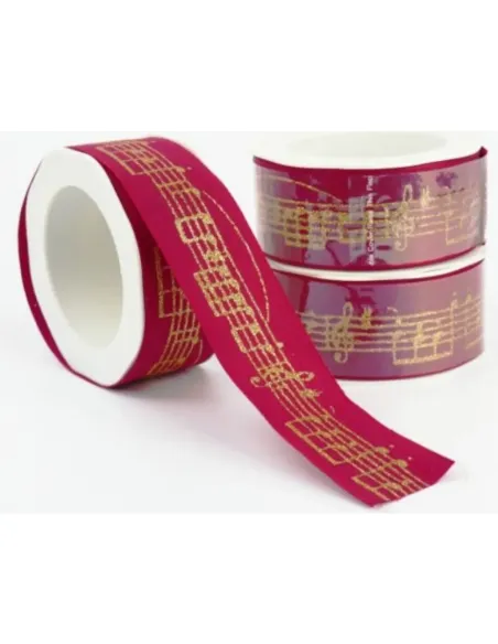 Cinta Regalo Agifty R-1016 Roja Notas Doradas