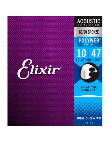 Juego 12 cuerdas Guitarra Acústica Elixir Polyweb 11150 (10)