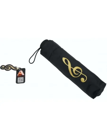 Mini Paraguas Agifty U-2004 Negro Clave de Sol Dorada