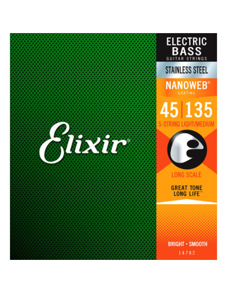 Juego 5 Cuerdas Bajo Elixir Stainless Steel 14782 (45-135)