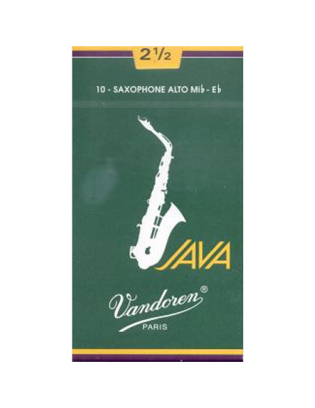 Caja 10 Cañas Saxo Alto Vandoren Java 2½ caja verde