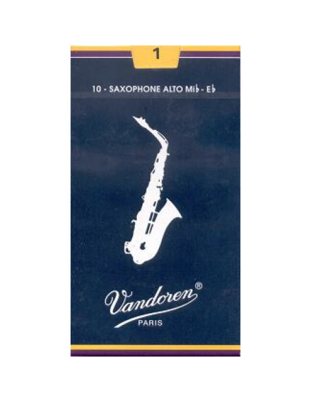 Caja 10 Cañas Saxo Alto Vandoren Tradicional 1 caja azul
