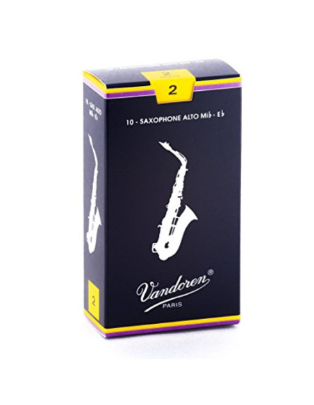 Caja 10 Cañas Saxo Alto Vandoren Tradicional 2 caja azul