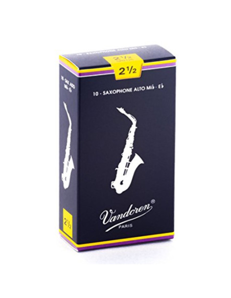 Caja 10 Cañas Saxo Alto Vandoren Tradicional 2½ caja azul