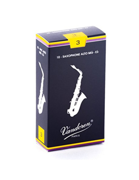 Caja 10 Cañas Saxo Alto Vandoren Tradicional 3 caja azul