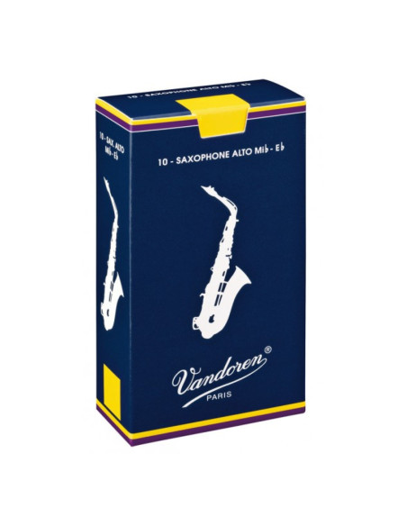Caja 10 Cañas Saxo Alto Vandoren Tradicional 3½ caja azul