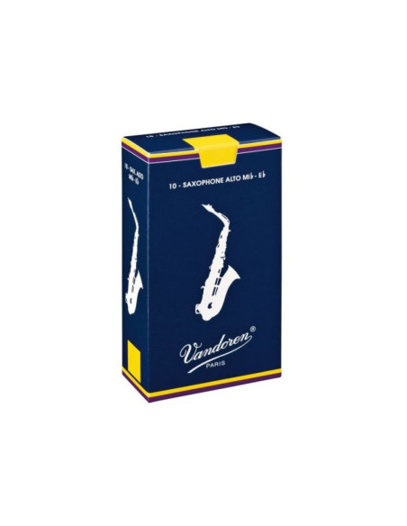 Caja 10 Cañas Saxo Alto Vandoren Tradicional 4 caja azul