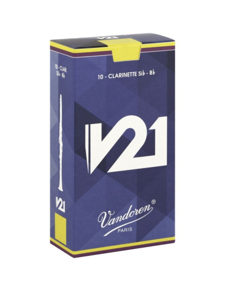 Caja 10 Cañas Clarinete Vandoren V-21 2½ caja azul claro