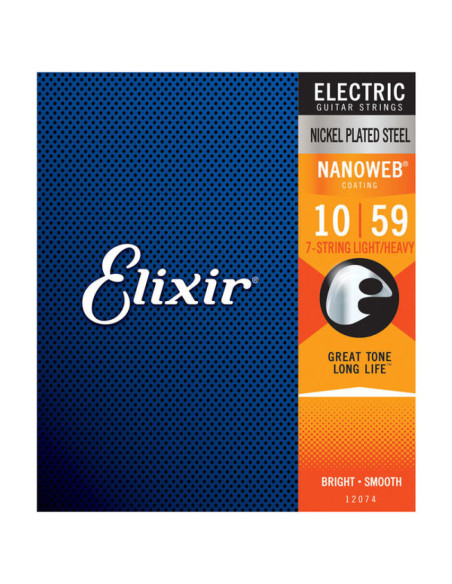 Juego 7 Cuerdas Guitarra Eléctrica Elixir Nanoweb 12074 (010-059)