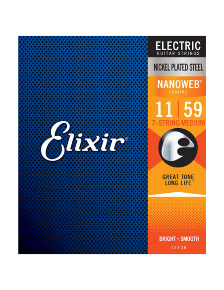 Juego 7 Cuerdas Guitarra Eléctrica Elixir Nanoweb 12106 (011-059)