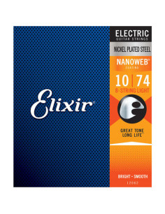 Juego 8 Cuerdas Guitarra Eléctrica Elixir Nanoweb 12062 (010-074)