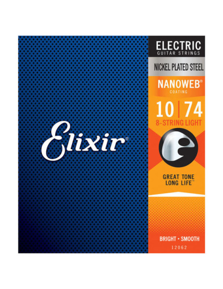 Juego 8 Cuerdas Guitarra Eléctrica Elixir Nanoweb 12062 (010-074)