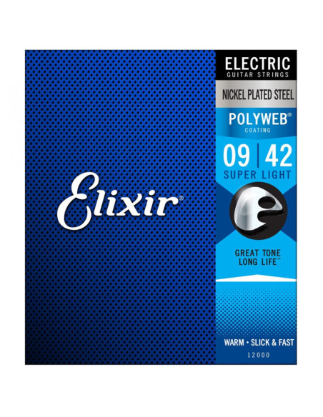 Juego Cuerdas Guitarra Eléctrica Elixir Polyweb 12000 (009-042)