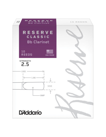 Caja 10 Cañas Clarinete Organic Reserve Classic by D'Addario 2½