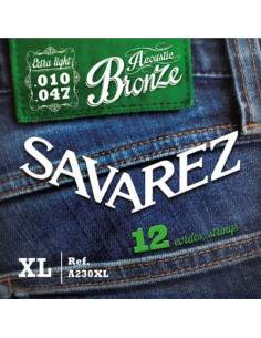 Juego 12 Cuerdas Guitarra Acústica Savarez A230XL Bronze 010-047