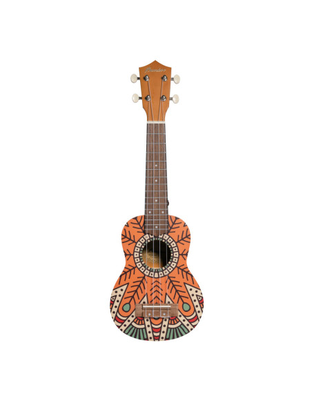 Ukelele Soprano Bamboo B1E-OM Orange Mandala