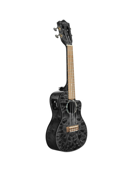 Ukelele Concert Lanikai QM-BKCEC Quilted Maple Electrificado Black