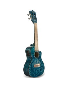 Ukelele Concert Lanikai QM-BLCEC Quilted Maple Electrificado Blue