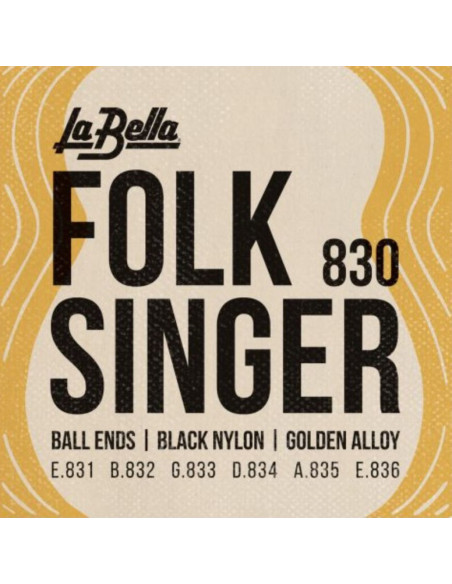Juego La Bella Folksinger Black Nylon Clásica 830