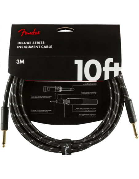 Cable Jack Fender 099-0820-092 Deluxe Series Tweed Negro 3m